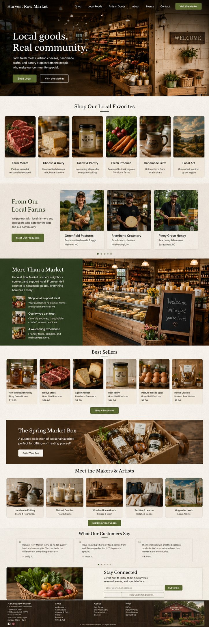 Local market website demo with product and community storytelling